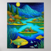 Fantasy Lake Fish Art Print (Voorkant)