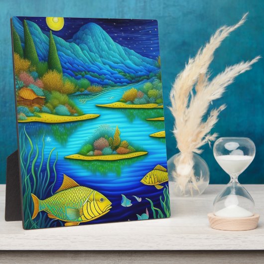 Fantasy Lake Fish Art Tabletop Fotoplaat (Zijkant)