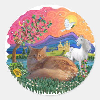 Fantasy Land (ff) - Maine Coon kat (rood) Ronde Sticker