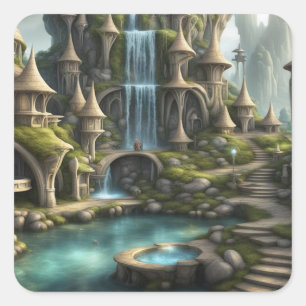 Fantasy Lands Vierkante Sticker