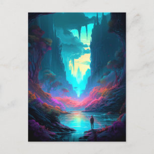 Fantasy Landscape Colorful Surreal Briefkaart