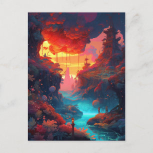 Fantasy Landscape Colorful Surreal Briefkaart