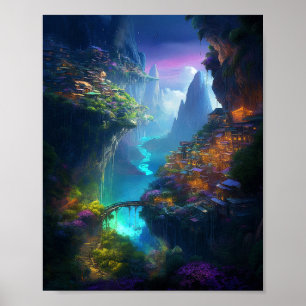 Fantasy Landscape Colorful Surreal Poster