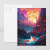 Fantasy Landscape Forest Colorful Surreal Briefkaa Briefkaart (Voorkant / Achterkant)