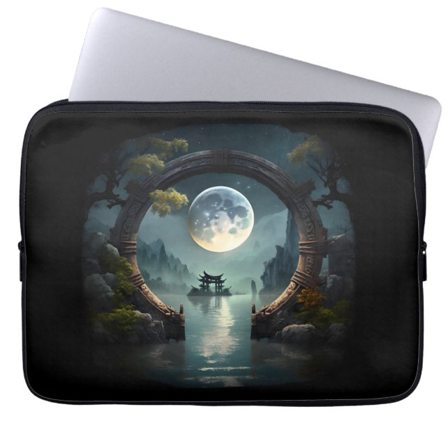 Fantasy Landscape Moon, Ronde Arch Laptop Sleeve (Voorkant)