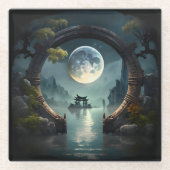 Fantasy Landscape Moon, Round Arch Glass Onderzett Glazen Onderzetter (Voorkant)