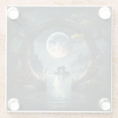 Fantasy Landscape Moon, Round Arch Glass Onderzett Glazen Onderzetter (Achterkant)