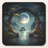 Fantasy Landscape Moon, Round Arch Square Onderzet Kartonnen Onderzetters (Voorkant)