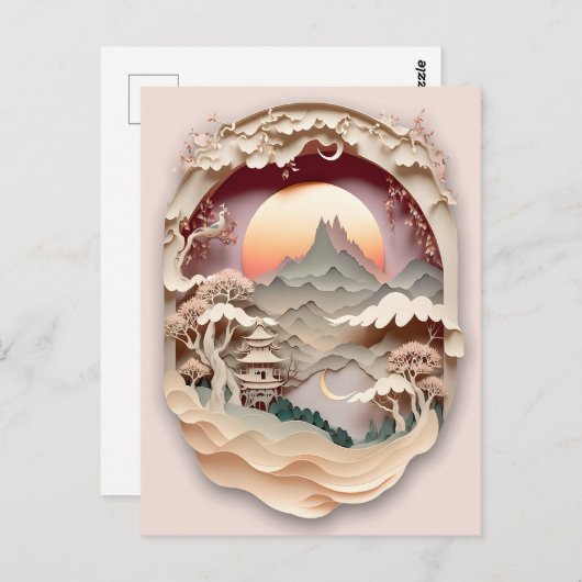 Fantasy Landscape Paper Cut Briefkaart (Voorkant / Achterkant)