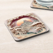 Fantasy Landscape Paper Cut Hard Plastic Onderzett Bier Onderzetter (Linkerzijde)