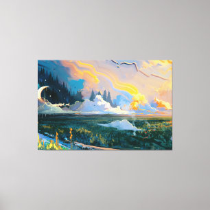 Fantasy Landscape Premium Wrapped Canvas (gloss) Afdruk