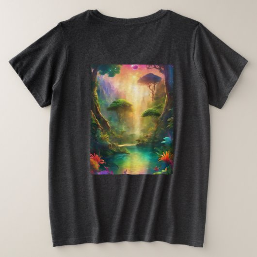 Fantasy landschap Levendige kleuren River T-shirt (Design achterkant)
