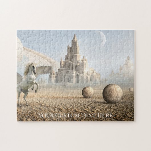 Fantasy Landschap met Unicorn en Castle Puzzle Legpuzzel (Horizontaal)