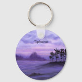 Fantasy Landschap Paarse Sleutelhanger (Achterkant)