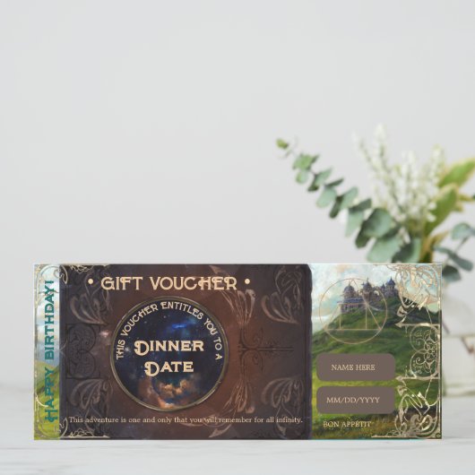 Fantasy landschap romantische cadeaubon (Staand voorkant)