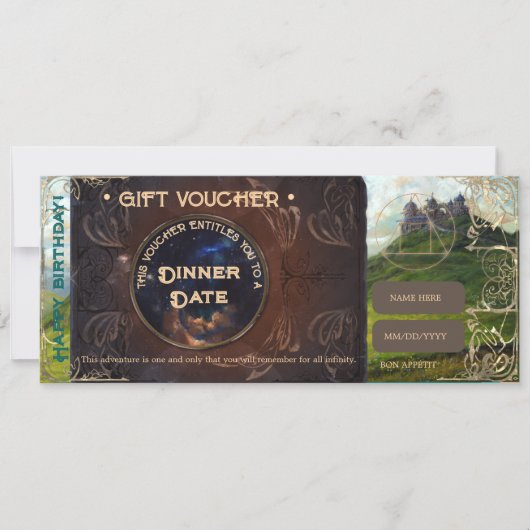 Fantasy landschap  romantische cadeaubon (Voorkant)