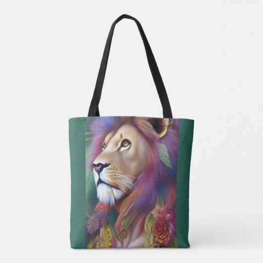 Fantasy Leeuw Leo Spirituele Gids Mystiek Whimsica Tote Bag (Achterkant)