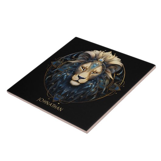 Fantasy Leeuw Zodiac Symbool Zonneteken Naam Leo Tegeltje (Zijkant)