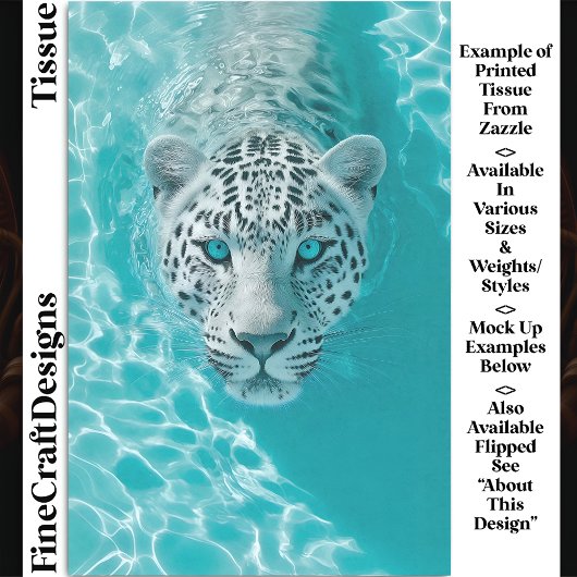 Fantasy Leopard in Aqua Water DV8R Decoupage Tissuepapier