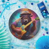 Fantasy Leuke Bizon Spelen Gitaar Papieren Bordje (Feest)
