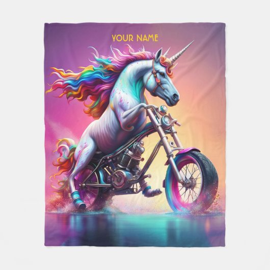 Fantasy Leuke Eenhoorn Rijfiets Fleece Deken (Voorkant)