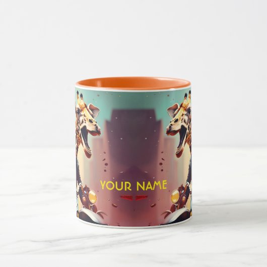 Fantasy Leuke Giraffe Riding Bike Mok (Midden)