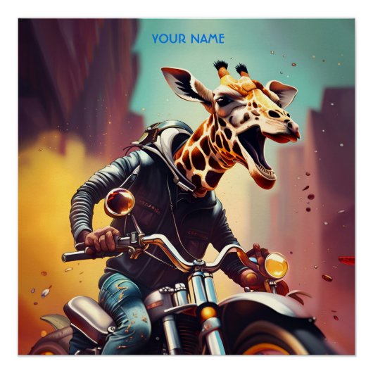 Fantasy Leuke Giraffe Riding Bike Perfect Poster (Voorkant)