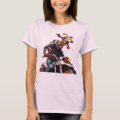 Fantasy Leuke Giraffe Riding Bike T-shirt (Voorkant)