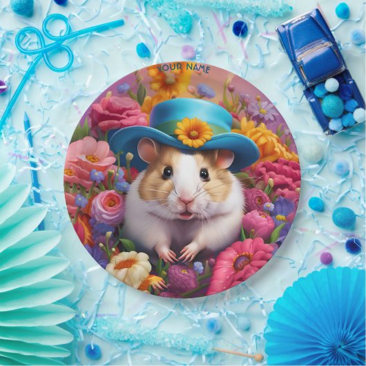 Fantasy Leuke Hamster Pet Bloemen Papieren Bordje (Feest)