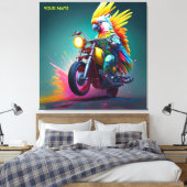 Fantasy Leuke Kaketoe Rijfiets Canvas Afdruk (Insitu (Slaapkamer))