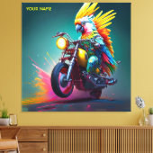 Fantasy Leuke Kaketoe Rijfiets Canvas Afdruk (Insitu (Woonkamer))
