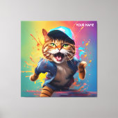 Fantasy Leuke Kat Dancing Hip-pop Canvas Afdruk (Voorkant)