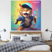 Fantasy Leuke Kat Dancing Hip-pop Canvas Afdruk (Insitu (Slaapkamer))