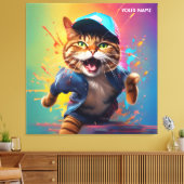 Fantasy Leuke Kat Dancing Hip-pop Canvas Afdruk (Insitu (Woonkamer))