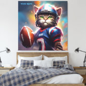 Fantasy Leuke Kat Football Uniform Canvas Afdruk (Insitu (Slaapkamer))