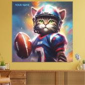 Fantasy Leuke Kat Football Uniform Canvas Afdruk (Insitu (Woonkamer))