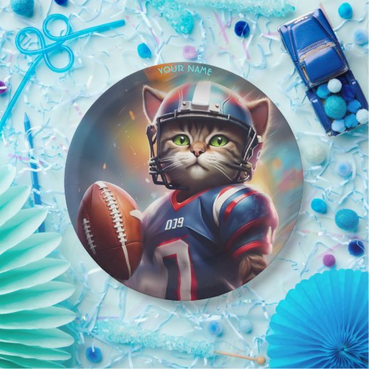 Fantasy Leuke Kat Football Uniform Papieren Bordje (Feest)