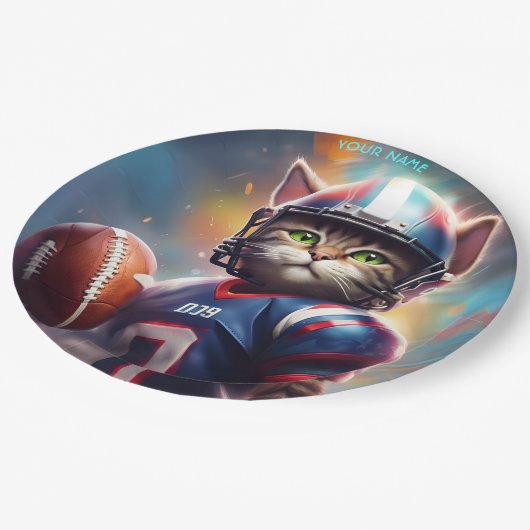 Fantasy Leuke Kat Football Uniform Papieren Bordje (Gekanteld)