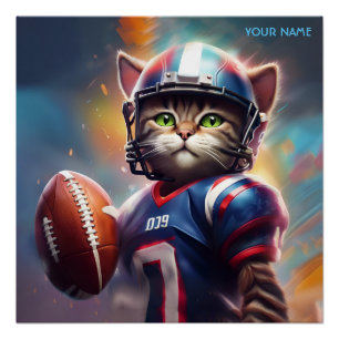 Fantasy Leuke Kat Football Uniform Perfect Poster