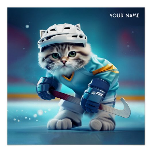 Fantasy Leuke Kat Hockey Uniform Perfect Poster (Voorkant)
