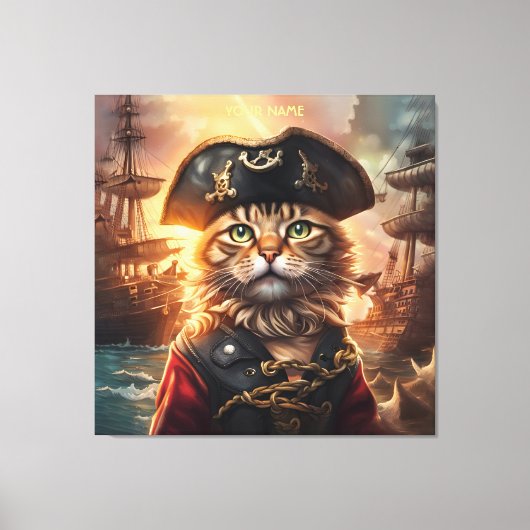 Fantasy Leuke Kat Pirate Pet Canvas Afdruk (Voorkant)