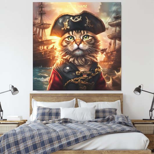 Fantasy Leuke Kat Pirate Pet Canvas Afdruk (Insitu (Slaapkamer))