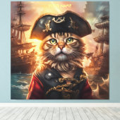 Fantasy Leuke Kat Pirate Pet Canvas Afdruk (Insitu (Houten vloer))