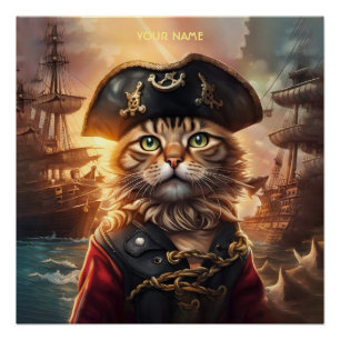 Fantasy Leuke Kat Pirate Pet Perfect Poster