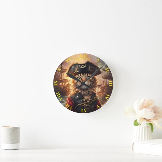 Fantasy Leuke Kat Pirate Pet Ronde Klok (Huis)