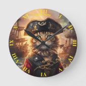 Fantasy Leuke Kat Pirate Pet Ronde Klok (Voorkant)