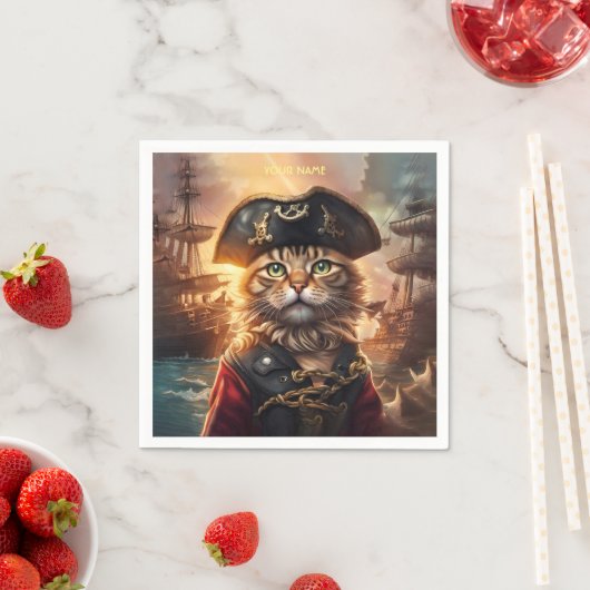 Fantasy Leuke Kat Pirate Pet Servet (Insitu)