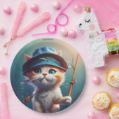 Fantasy Leuke Kat Vist Rod Papieren Bordje (Feest)