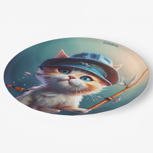 Fantasy Leuke Kat Vist Rod Papieren Bordje (Gekanteld)