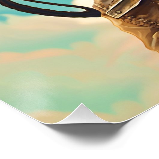 Fantasy Leuke Kat Vliegend Vliegtuig Perfect Poster (Hoek)